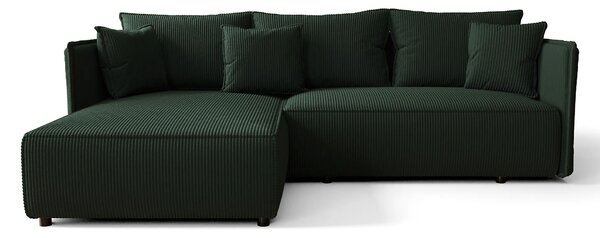 Zielony nowoczesny sztruksowy narożnik rozkładany W6-G74