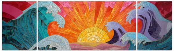 Obraz - Mozaika fal (170x50 cm)