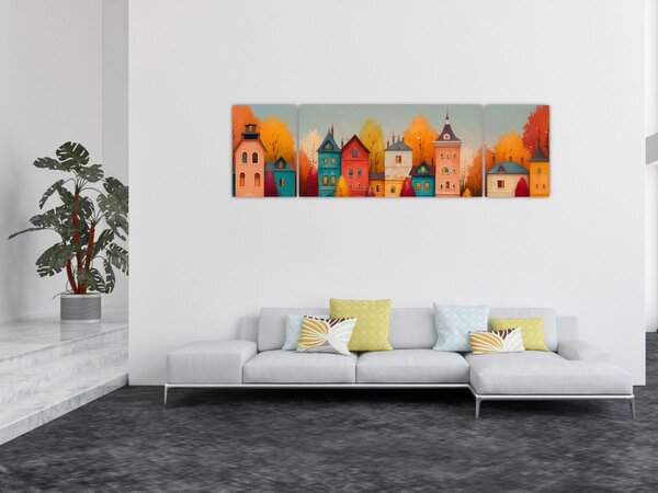 Obraz - Jesienna wieś (170x50 cm)