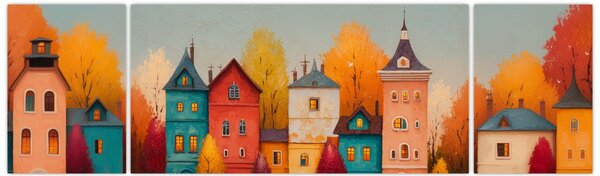 Obraz - Jesienna wieś (170x50 cm)
