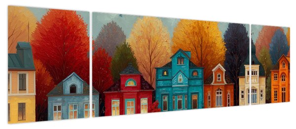 Obraz - Malowane jesienne miasto (170x50 cm)