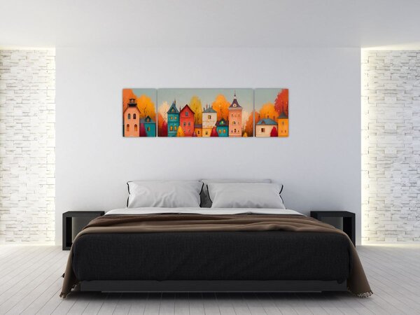 Obraz - Jesienna wieś (170x50 cm)