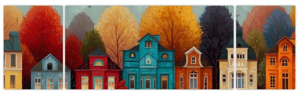 Obraz - Malowane jesienne miasto (170x50 cm)
