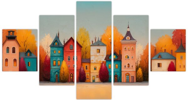 Obraz - Jesienna wieś (125x70 cm)