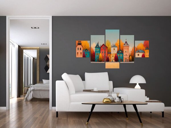 Obraz - Jesienna wieś (125x70 cm)