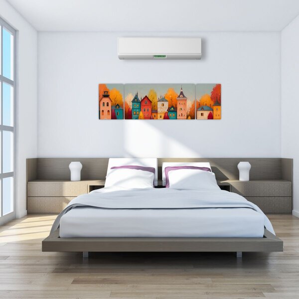 Obraz - Jesienna wieś (170x50 cm)