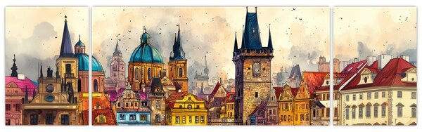 Obraz - Jesień w malowanym mieście (170x50 cm)