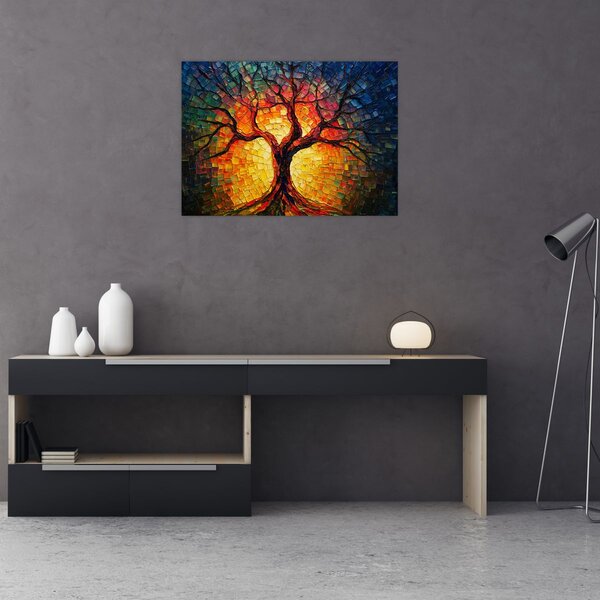 Obraz - Drzewo życia w mozaice (70x50 cm)