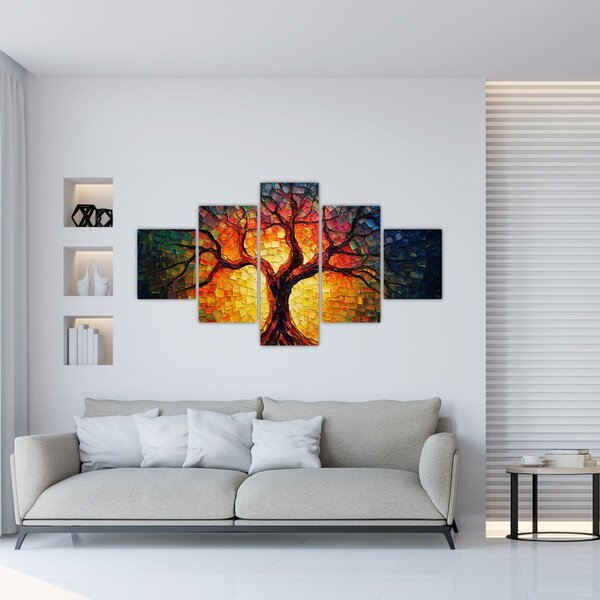 Obraz - Drzewo życia w mozaice (125x70 cm)