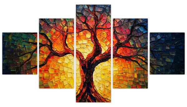 Obraz - Drzewo życia w mozaice (125x70 cm)