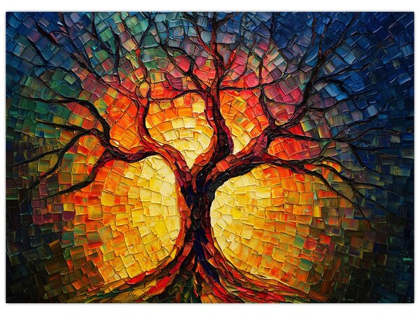 Obraz - Drzewo życia w mozaice (70x50 cm)