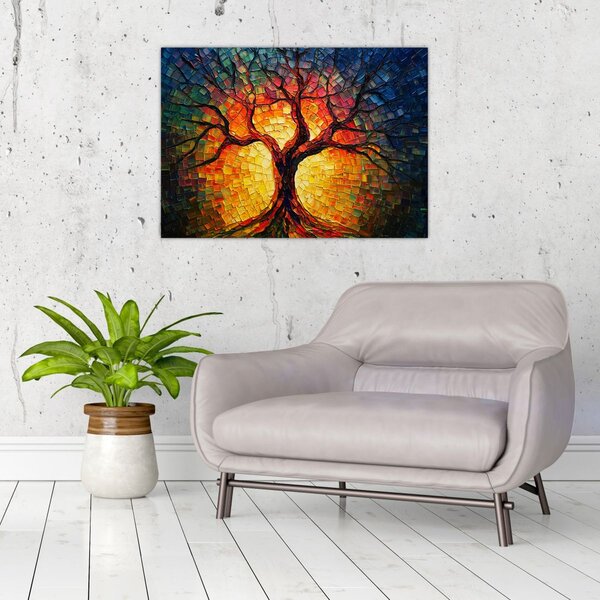 Obraz - Drzewo życia w mozaice (70x50 cm)