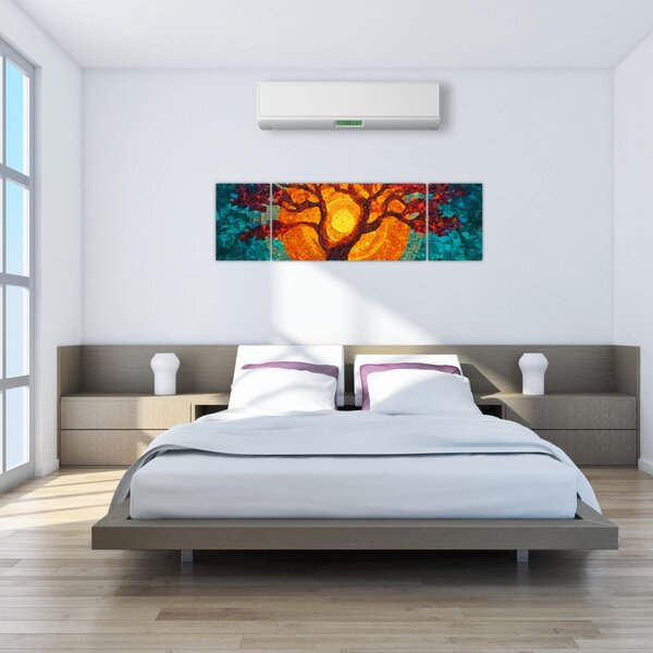 Obraz - Drzewo życia i słońce w mozaice (170x50 cm)