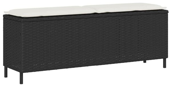 Ławka ogrodowa z poduszką czarna 110x30x40,5 cm polirattan