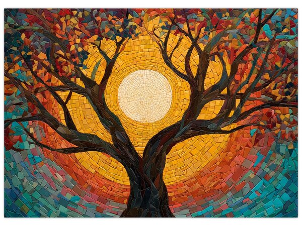 Obraz - Słońce w koronie drzewa życia (70x50 cm)