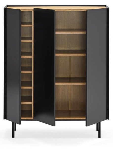 Czarna wysoka komoda w dekorze dębu 95x120 cm Arista – Teulat