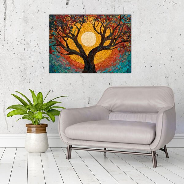 Obraz - Słońce w koronie drzewa życia (70x50 cm)