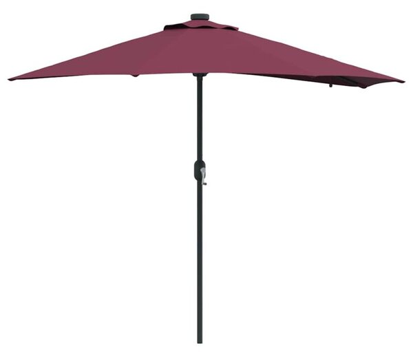 Nowoczesny parasol ogrodowy z lampkami LED, składany, bordeaux czerwony
