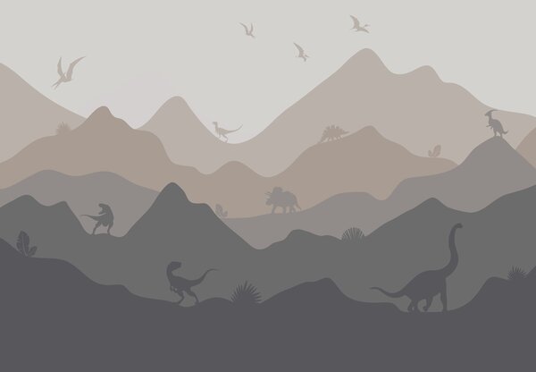 Fototapeta - Dinozaury - w odcieniach (196x136 cm)