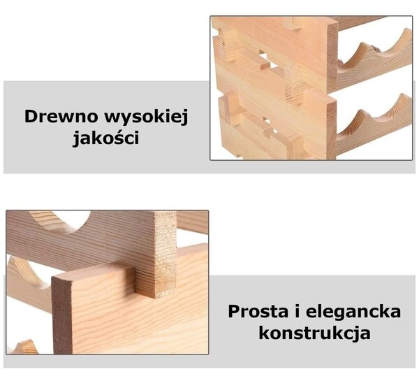Drewniany regał stojak na wino na 72 butelki
