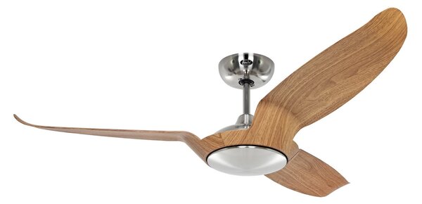 Wentylator sufitowy Eco Talos z jasnego drewna i metalu, z silnikiem prądu CasaFan, Eco Talos, drewniany, salon, metal, nowoczesny