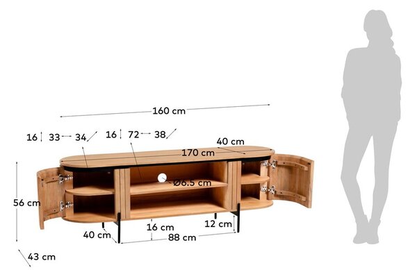 Szafka pod TV z litego drewna mango 160x56 cm Licia – Kave Home