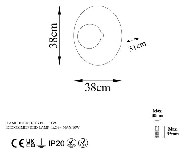 Kinkiet w kolorze miedzi ø 38 cm Kurt – Opviq lights
