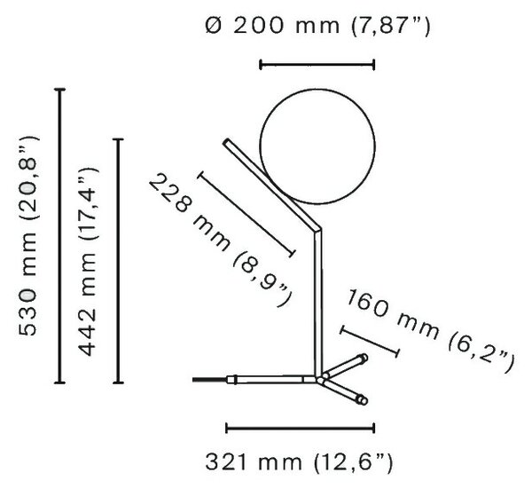 Flos - IC T1 Lampa Stołowa High w Kolorze Chromu