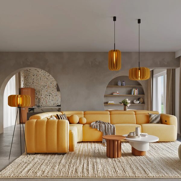 Żółta wisząca lampa z filcu E5-G60