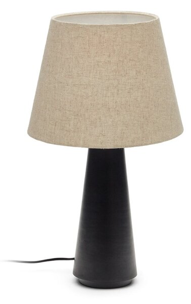 Czarno-beżowa lampa stołowa z tekstylnym kloszem (wys. 60 cm) Torrent – Kave Home