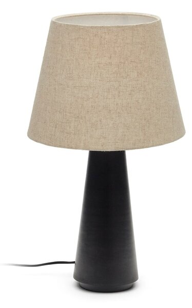 Czarno-beżowa lampa stołowa z tekstylnym kloszem (wys. 60 cm) Torrent – Kave Home