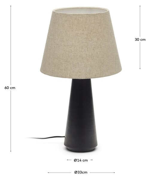 Czarno-beżowa lampa stołowa z tekstylnym kloszem (wys. 60 cm) Torrent – Kave Home