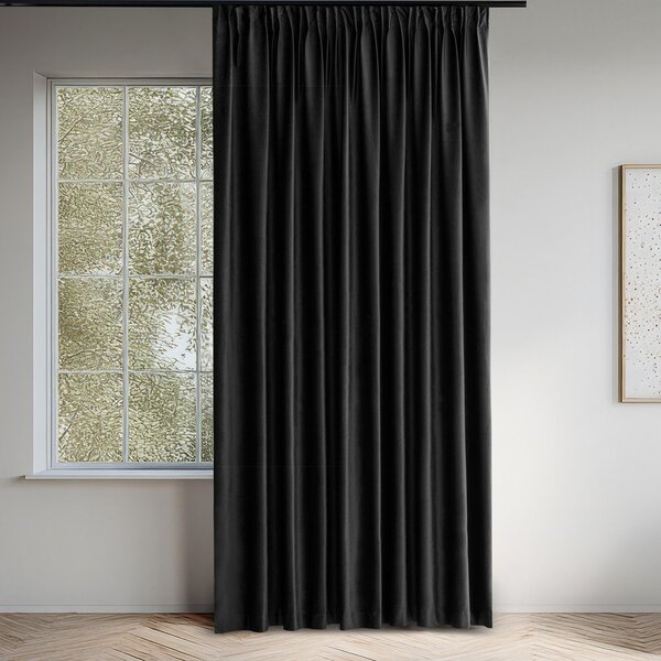Czarna aksamitna zasłona częściowo zaciemniająca (dimout) 140x175 cm Velto – Filumi