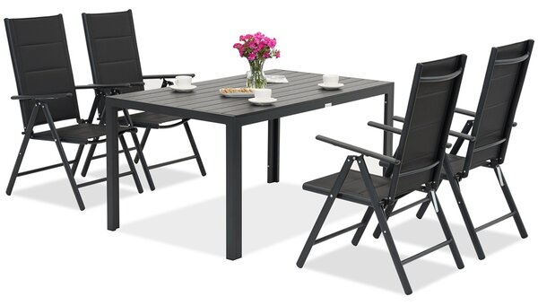 Meble ogrodowe aluminiowe polywood Verona dla 4 osób Garden Point czarne