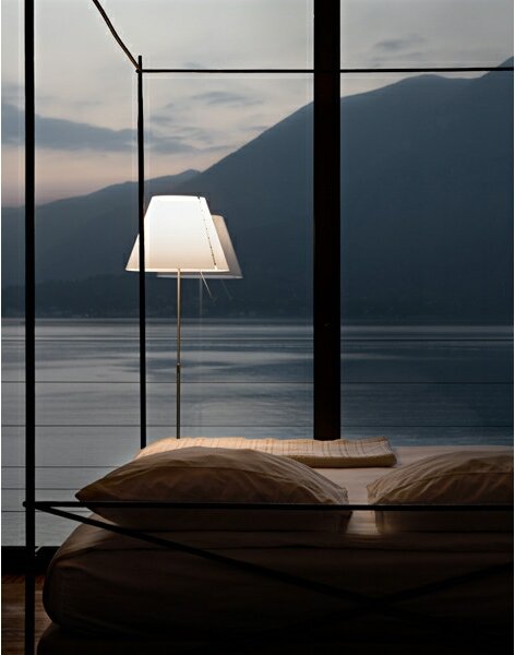 Luceplan - Costanza Floor Lamp with Dimmer Aluminium with White