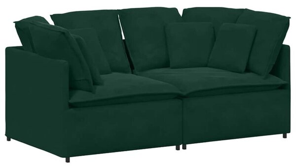 Sofa moduÅowa z poduszkami aksamitna ciemnozielona