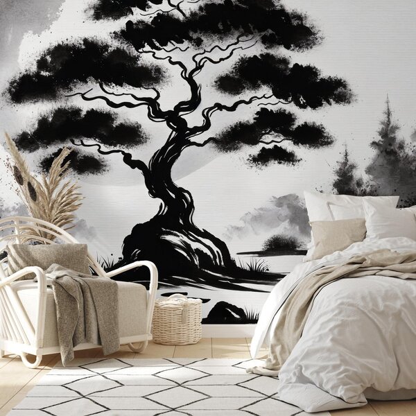 Fototapeta - Czarno-bonsai (196x136 cm)