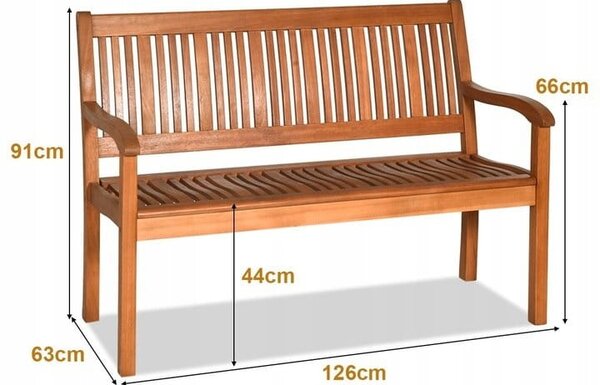 Ławka ogrodowa drewniana dwuosobowa 126cm