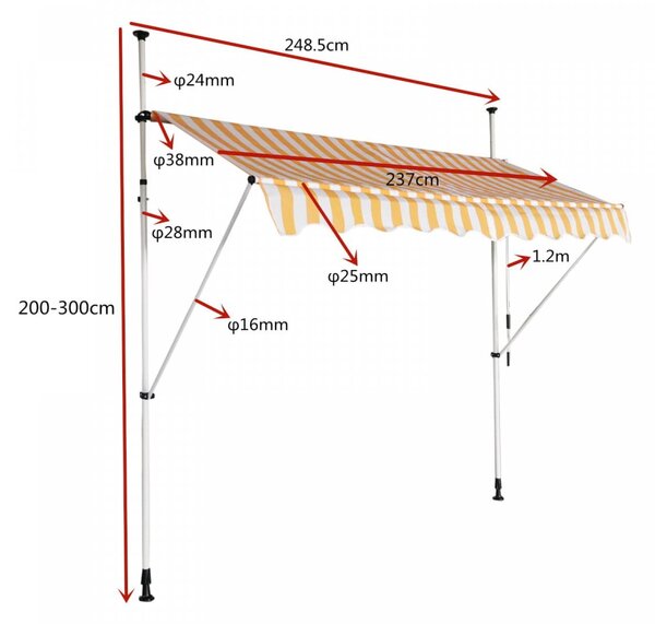 Markiza balkonowa rozporowa 250x120cm