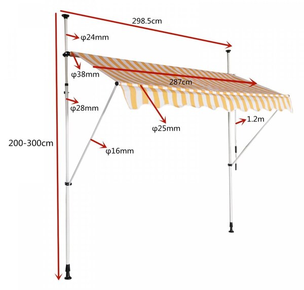 Markiza balkonowa rozporowa 300x120cm