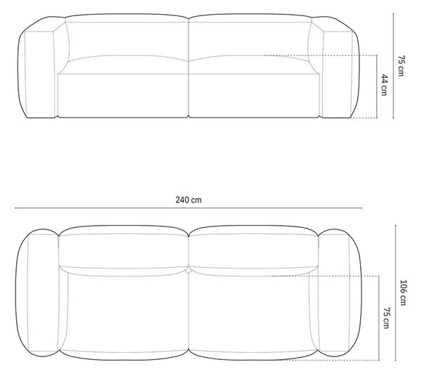 Jasnobrązowa aksamitna sofa modułowa 240 cm Martina – Micadoni