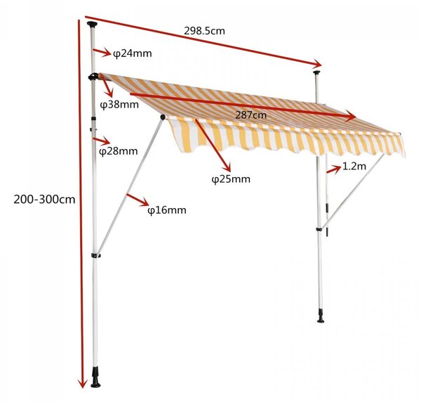 Markiza balkonowa rozporowa 300x120cm