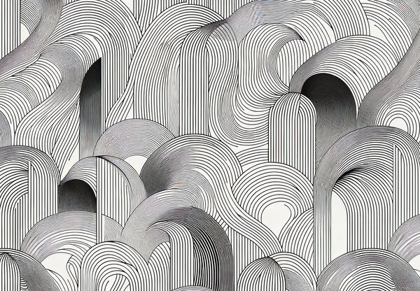 Fototapeta - Chaos czarnych linii (196x136 cm)