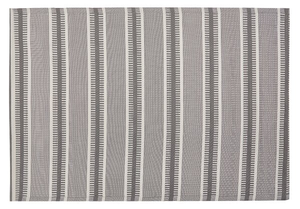 Dywan zewnętrzny 160x230 cm szary biały materiał z recyklingu wzór paski Mansa Beliani