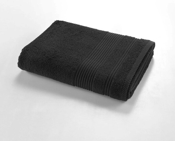 Czarny bawełniany ręcznik kąpielowy frotte 70x130 cm Tendresse – douceur d'intérieur
