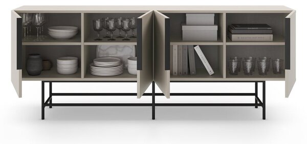 Kremowa niska komoda 200x77,5 cm Eldia – Marckeric