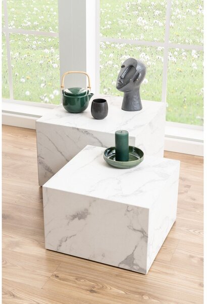 Białe stoliki w dekorze marmuru zestaw 2 szt. 58x58 cm Dice – Actona