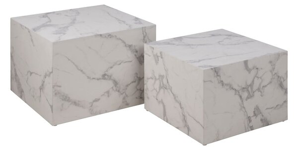 Białe stoliki w dekorze marmuru zestaw 2 szt. 58x58 cm Dice – Actona