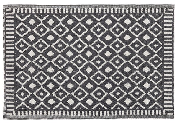 Dywan zewnętrzny 120 x 180 cm czarno-biały materiał z recyklingu wzory Sirohi Beliani