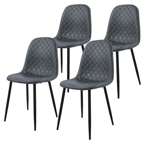 ML-Design zestaw 4 krzeseł do jadalni, antracyt, krzesło kuchenne z imitacji skóry, krzesło do salonu z oparciem, tapicerowane krzesło do stołu z metalowymi nogami